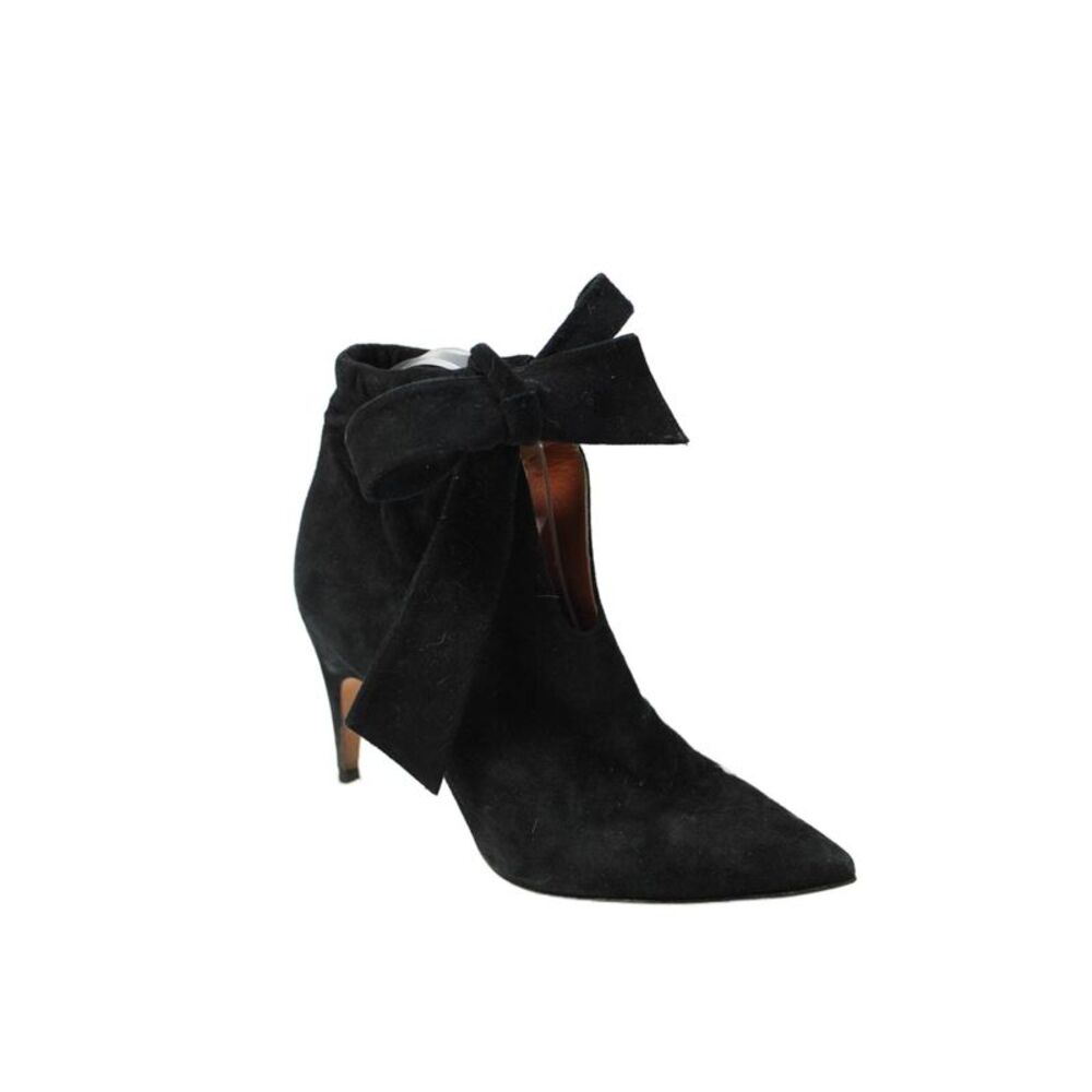 Derek Lam Womens Suede Tied Pointed Toe Heeled Ankle Boots Black Size 8